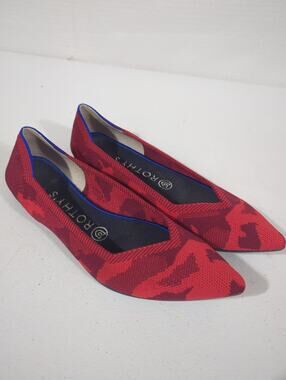 Rothy’s The Point Ballet Flats Red Camo Retired US 8 Recycled Recycled Fabric